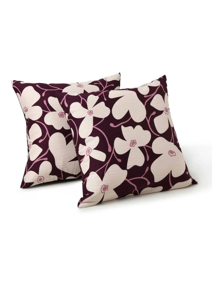 Ezra Floral Printed European Pillowcase Twin Pack in Cherry image 2