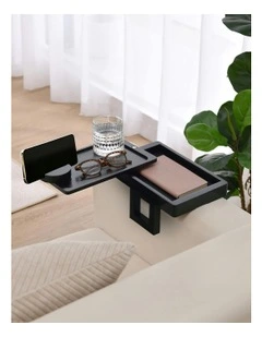 Japandi Armrest Sofa Tray Table in Black