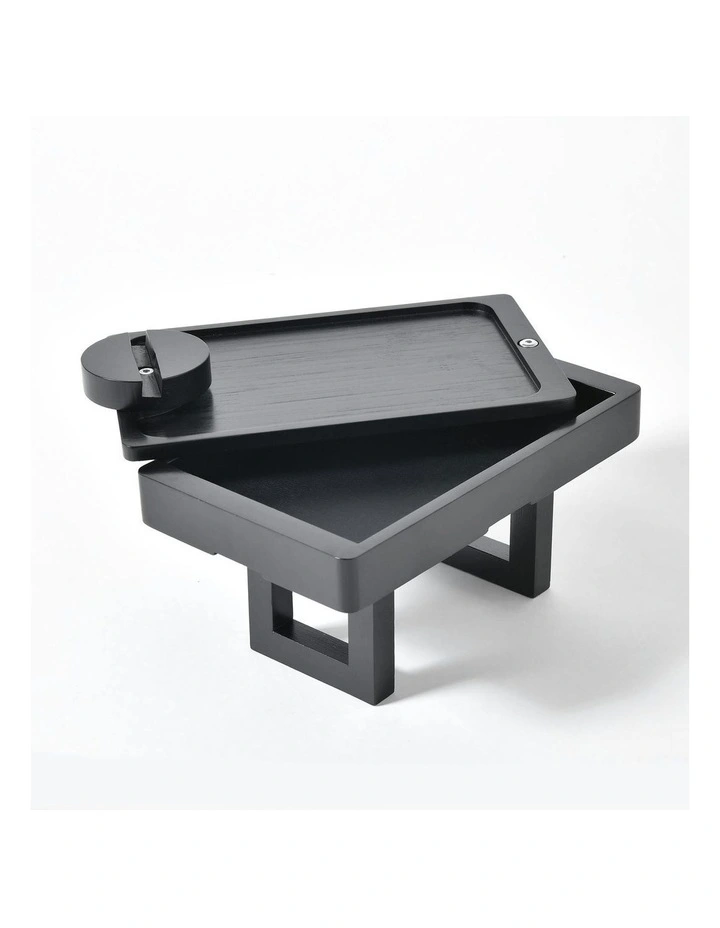 Japandi Armrest Sofa Tray Table in Black image 2