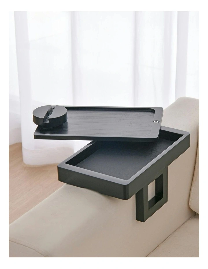 Japandi Armrest Sofa Tray Table in Black image 4