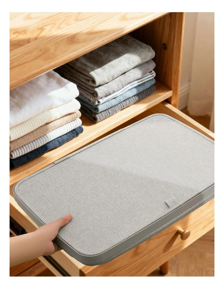 Voyager 2-Section Faux Linen Laundry Hamper 56x40x67cm in Grey image 6