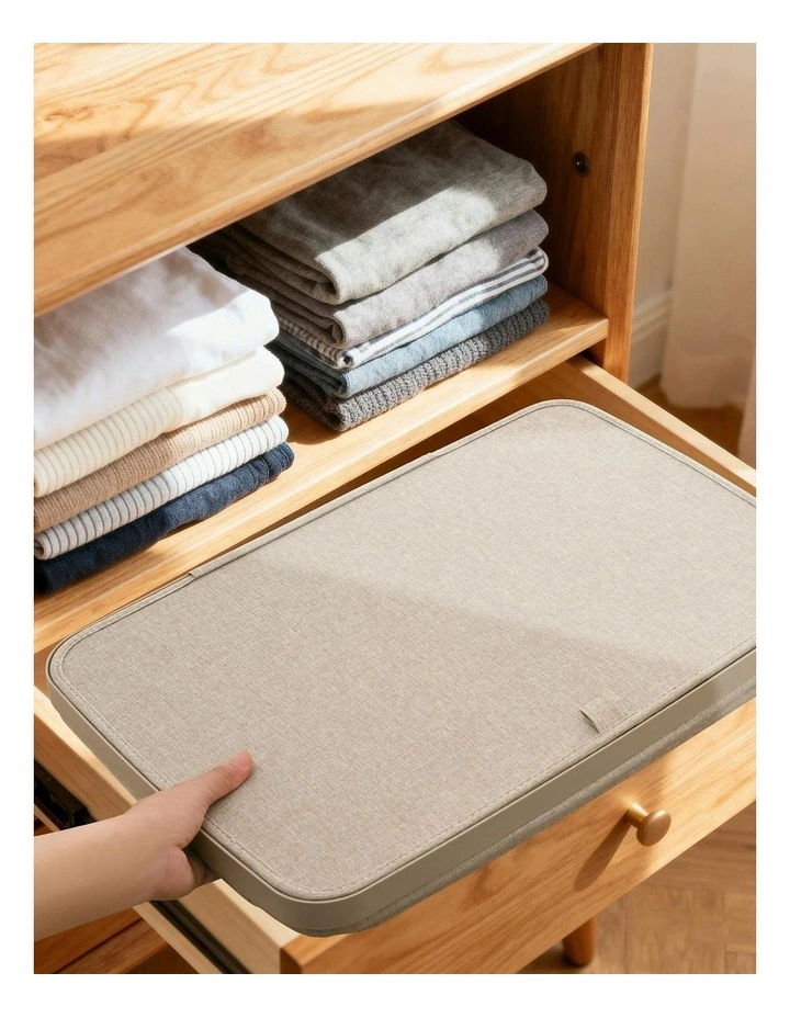 Voyager 2-Section Faux Linen Laundry Hamper 56x40x67cm in Natural image 6