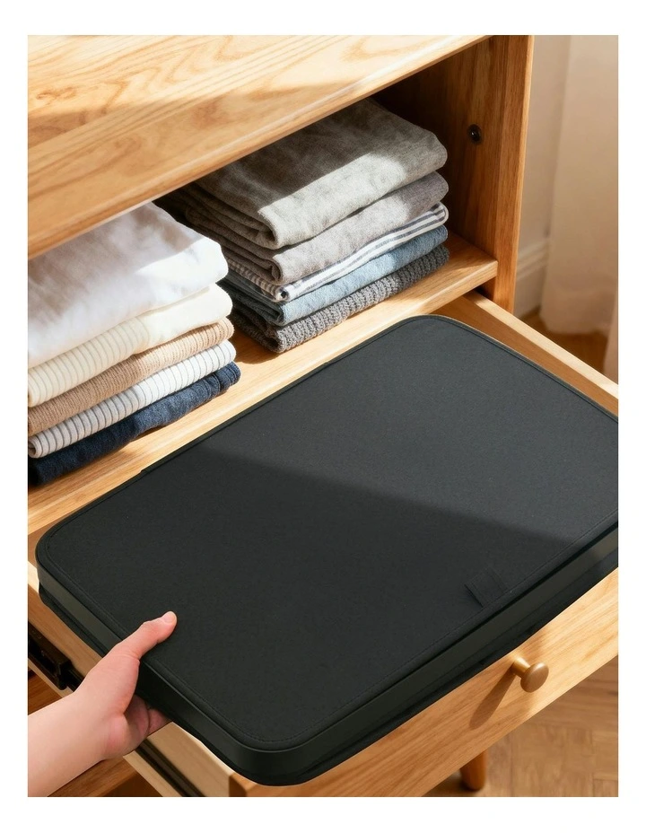 Voyager 2-Section Faux Linen Laundry Hamper 56x40x67cm in Black image 6