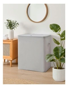 Voyager 3-Section Faux Linen Laundry Hamper 64x40x67cm in Grey
