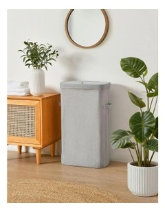 Voyager Slim Faux Linen Laundry Hamper 22x39x67cm in Grey