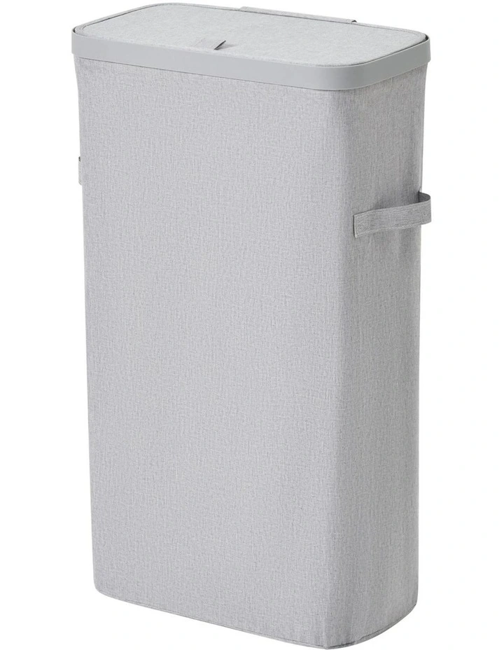 Voyager Slim Faux Linen Laundry Hamper 22x39x67cm in Grey image 4