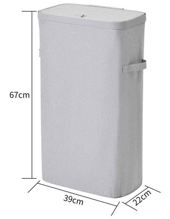 Voyager Slim Faux Linen Laundry Hamper 22x39x67cm in Grey image 7