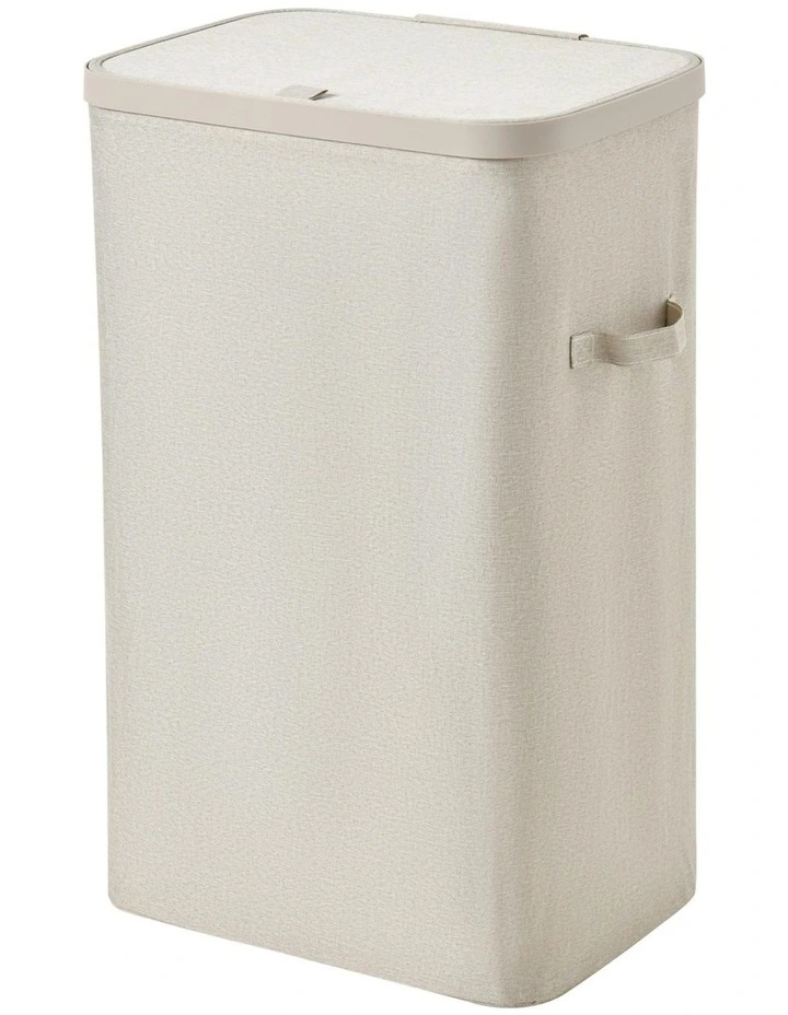 Voyager Slim Faux Linen Laundry Hamper 22x39x67cm in Natural image 4