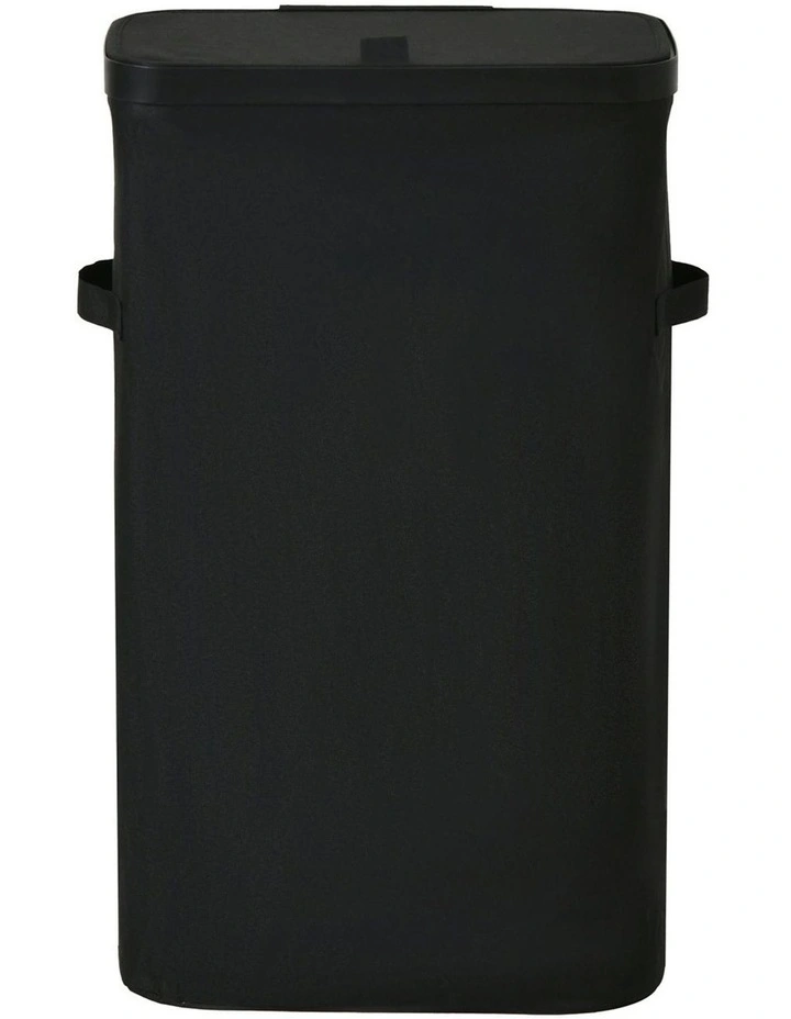 Voyager Slim Faux Linen Laundry Hamper 22x39x67cm in Black image 3