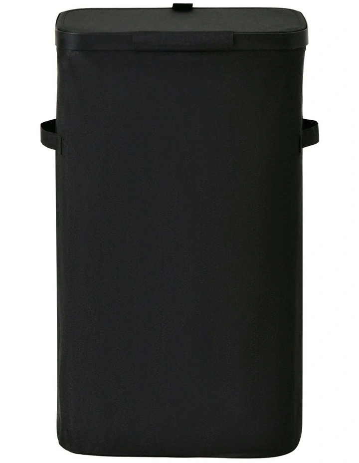 Voyager Slim Faux Linen Laundry Hamper 22x39x67cm in Black image 4