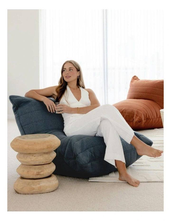 Linoire Quilted Beanbag Lounger Cover in Atlantic Blue image 2