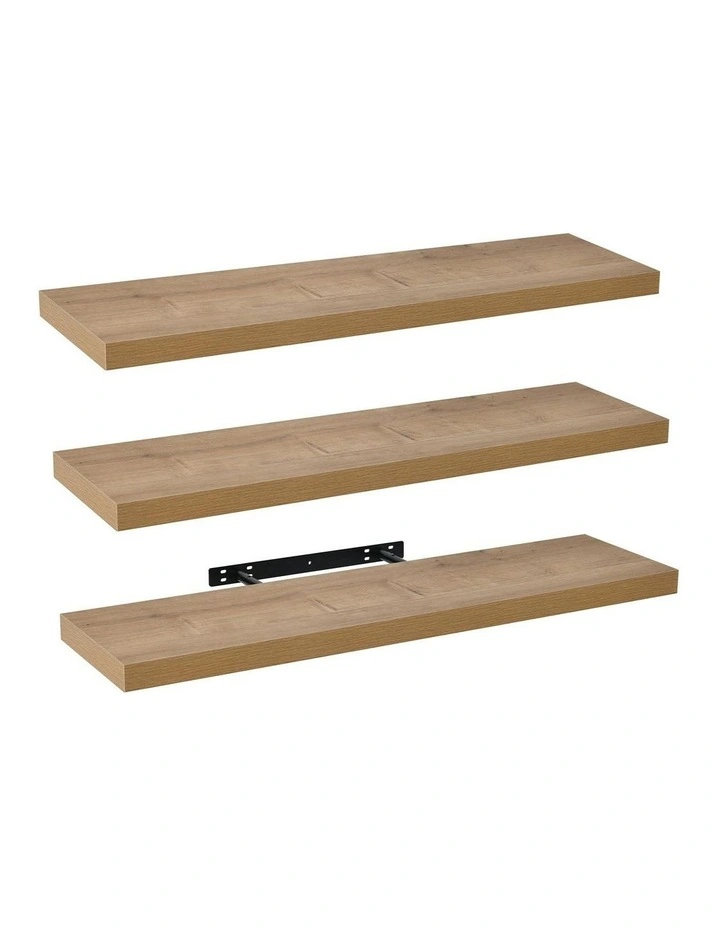 Takara Seiso Floating Wall Shelves Display Rack Set of 3 in Honey Oak image 4