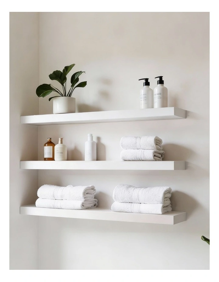 Takara Seiso Floating Wall Shelves Display Rack Set of 3 in White image 2