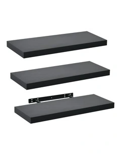Takara Seiso Floating Wall Shelves Display Rack Set of 3 in Black