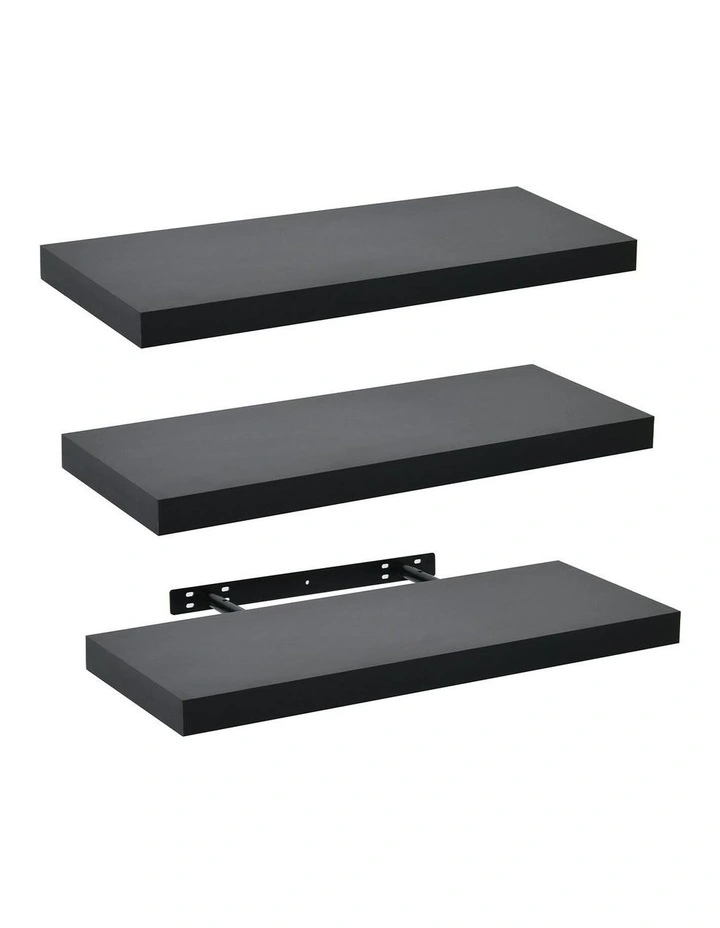 Takara Seiso Floating Wall Shelves Display Rack Set of 3 in Black image 1