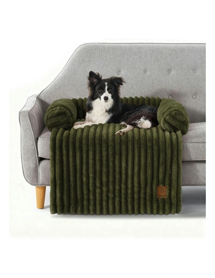 Cloud Bolster Sofa Protector Dog Bed in Olive image 2