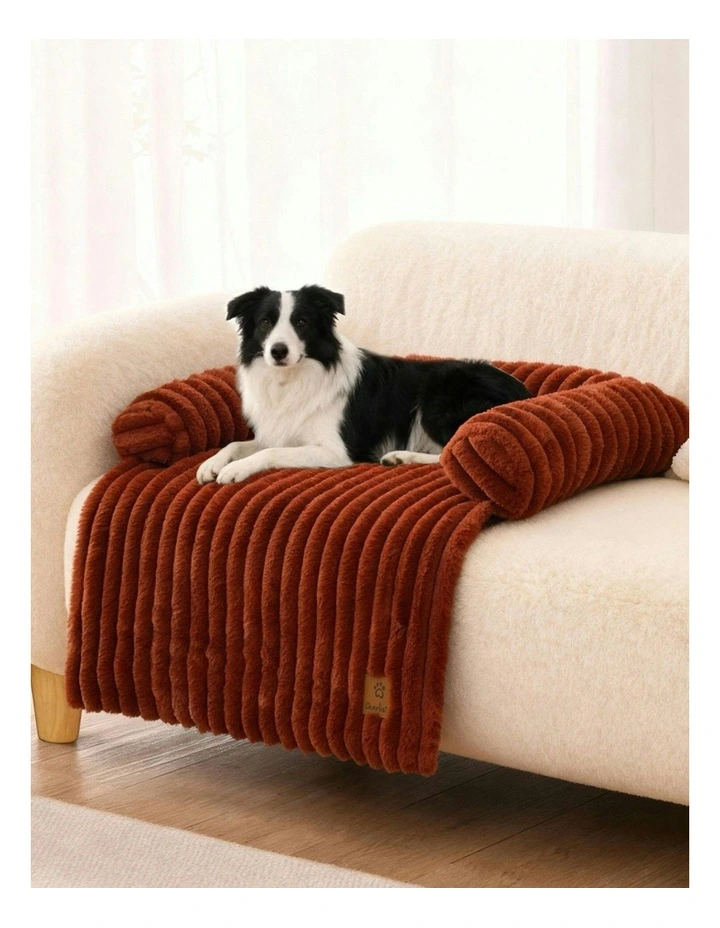 Cloud Bolster Sofa Protector Dog Bed in Rust image 1