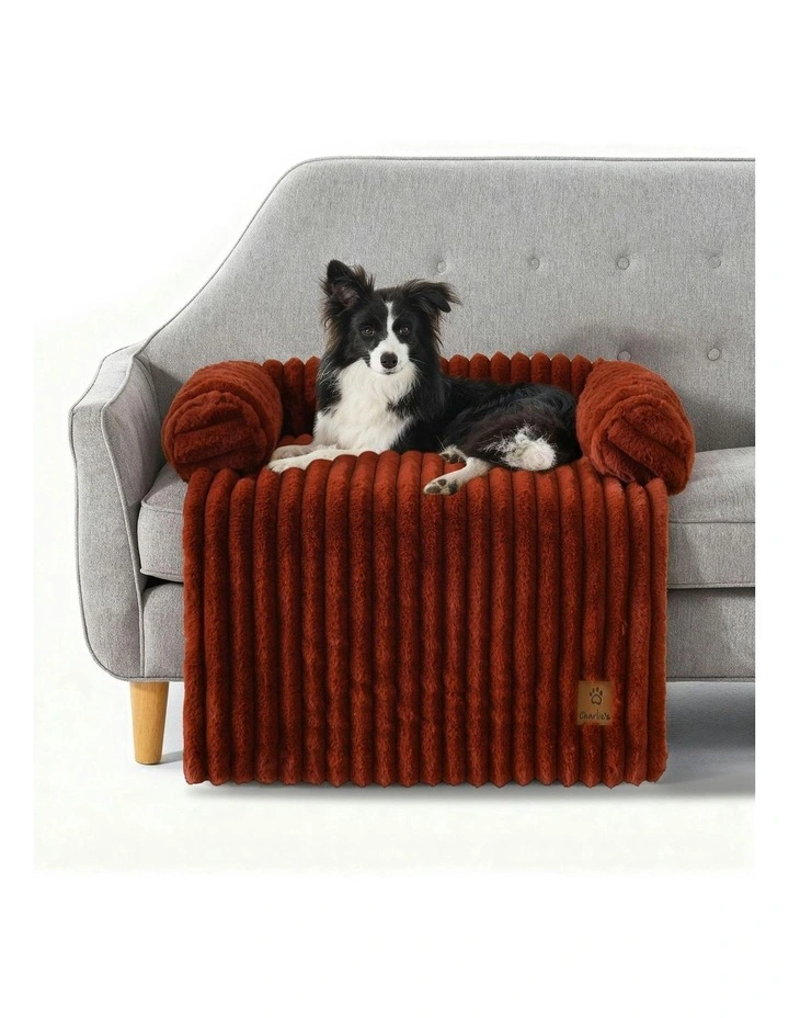 Cloud Bolster Sofa Protector Dog Bed in Rust image 2