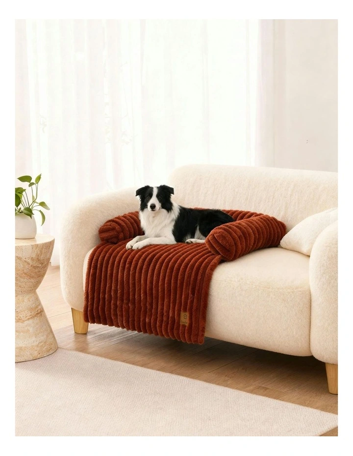 Cloud Bolster Sofa Protector Dog Bed in Rust image 7