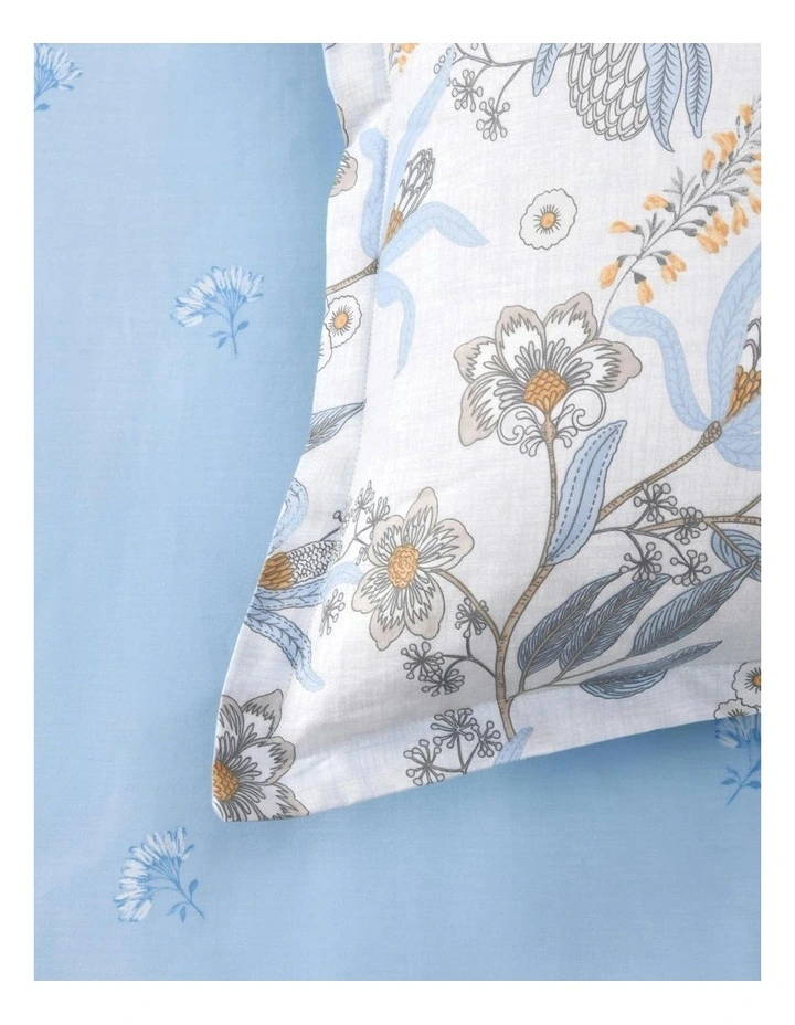 Calandra Cotton Reversible Quilt Cover Set in Blue image 4