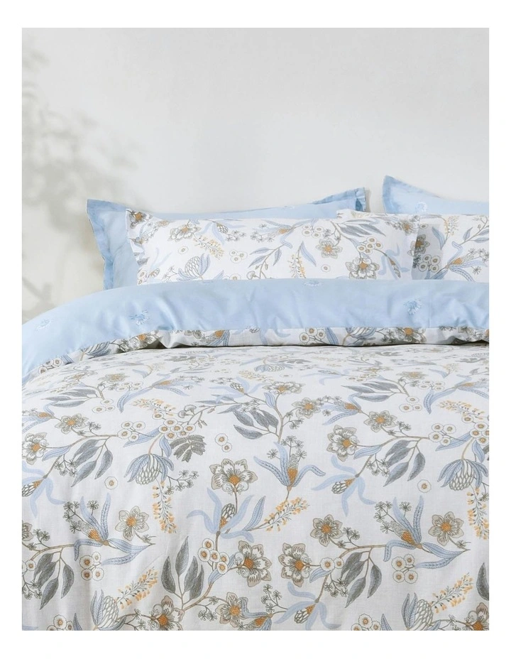 Calandra Cotton Reversible Quilt Cover Set in Blue image 5
