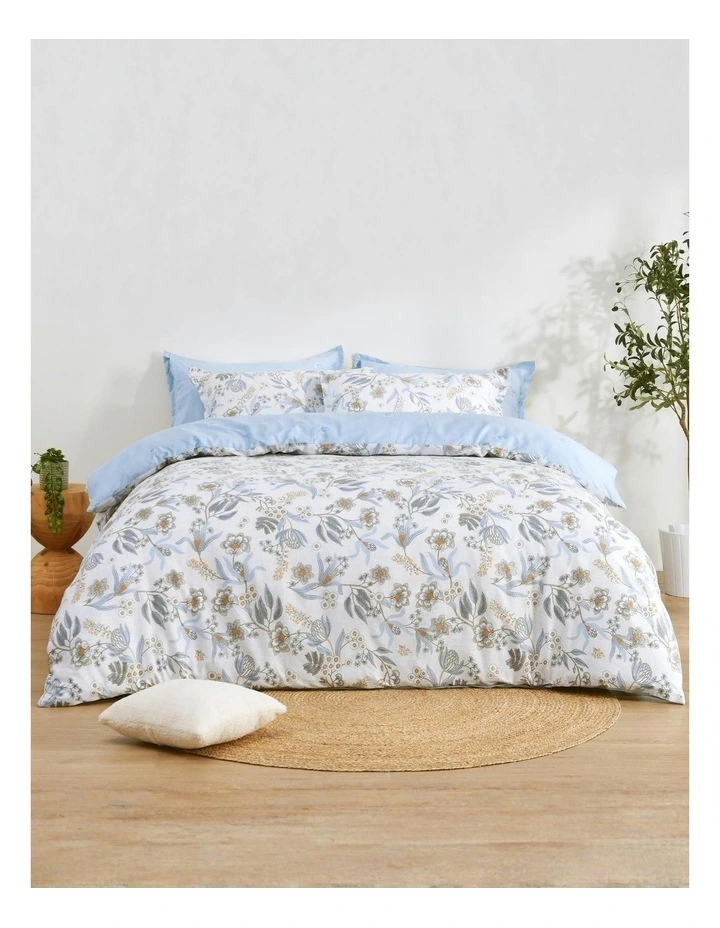 Calandra Cotton Reversible Quilt Cover Set in Blue image 7