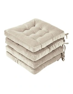 Vivienne Velvet Seat Cushion 4 Pack in Stone