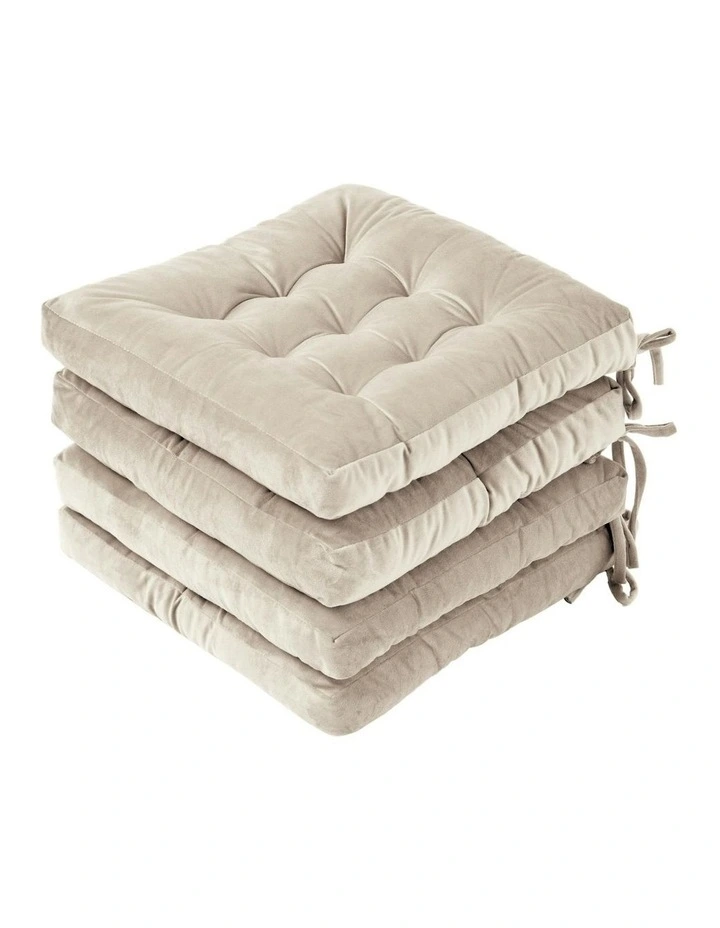 Vivienne Velvet Seat Cushion 4 Pack in Stone image 1