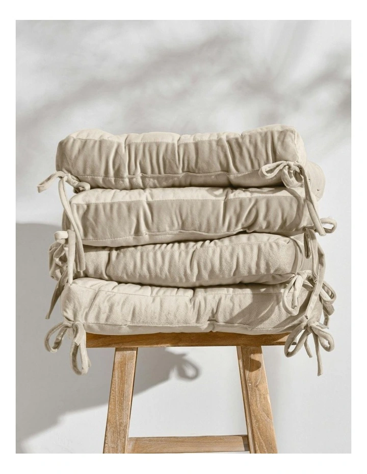 Vivienne Velvet Seat Cushion 4 Pack in Stone image 4