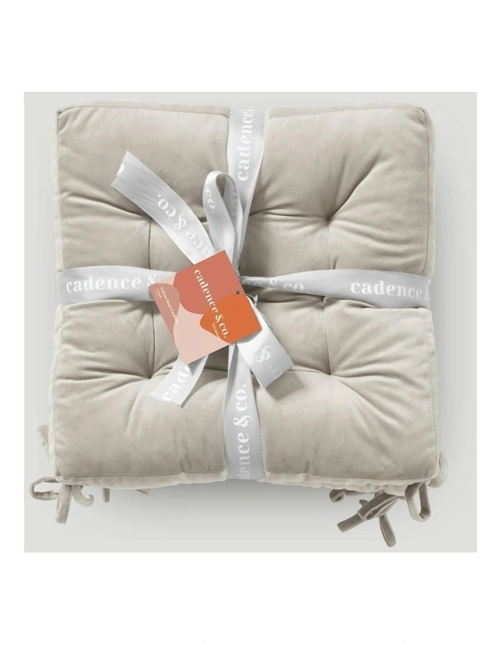 Vivienne Velvet Seat Cushion 4 Pack in Stone image 7