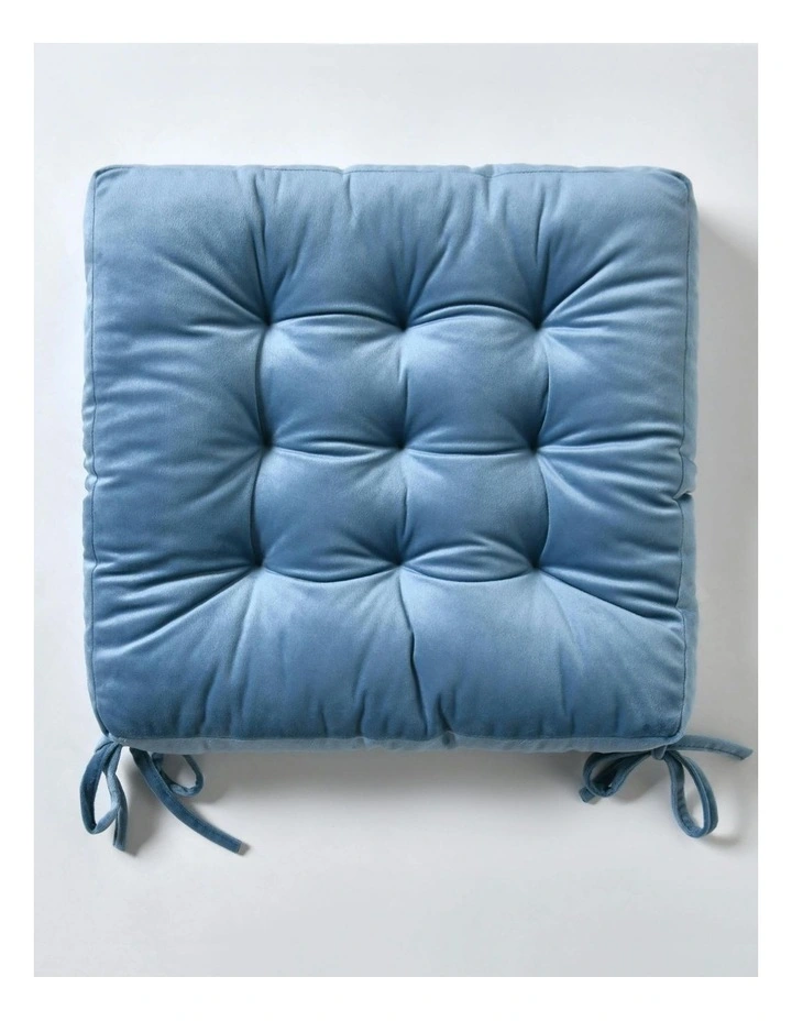 Vivienne Velvet Seat Cushion 4 Pack in Mineral Blue image 2