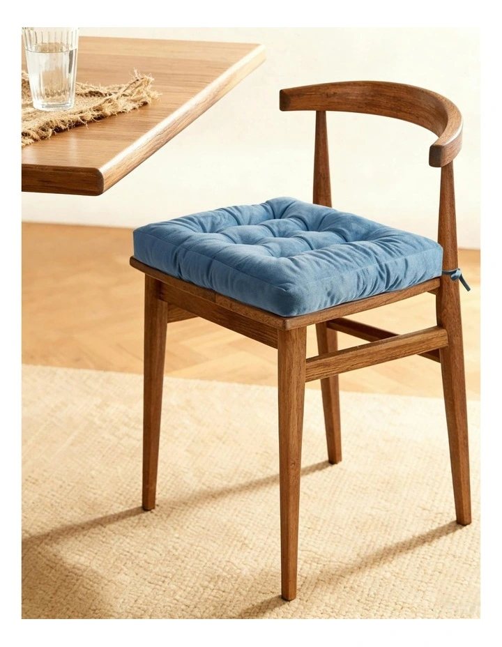 Vivienne Velvet Seat Cushion 4 Pack in Mineral Blue image 3