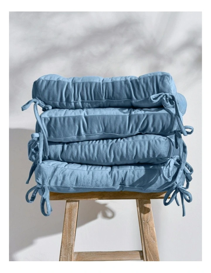 Vivienne Velvet Seat Cushion 4 Pack in Mineral Blue image 4