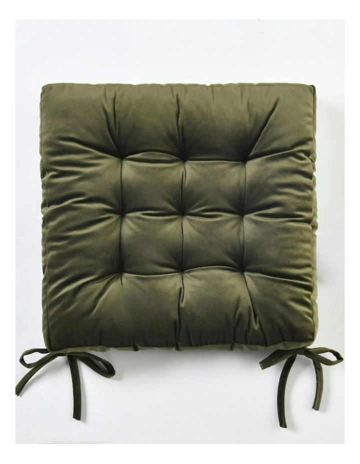Vivienne Velvet Seat Cushion Pack of 4 in Olive image 2