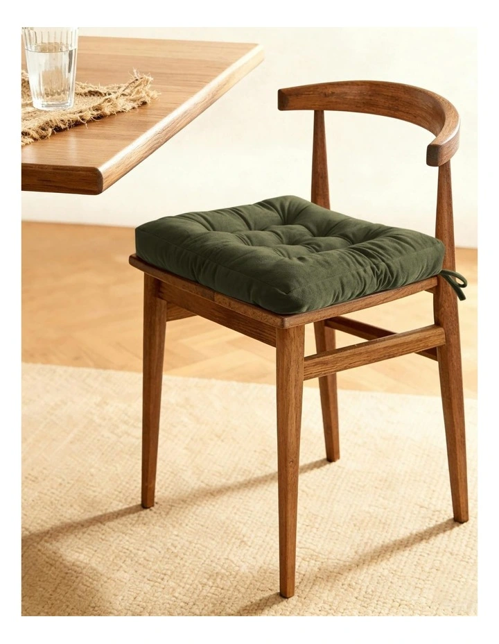 Vivienne Velvet Seat Cushion Pack of 4 in Olive image 3