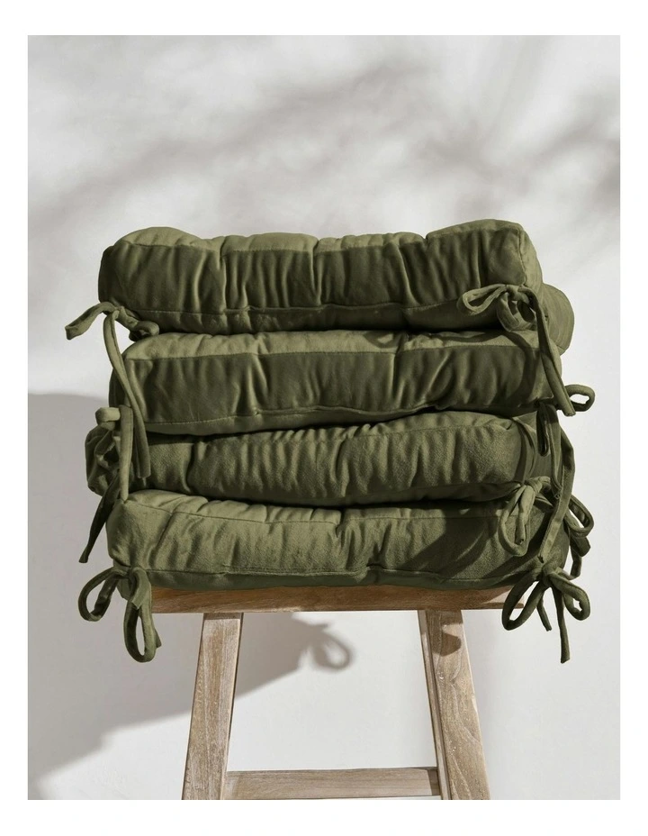 Vivienne Velvet Seat Cushion Pack of 4 in Olive image 4