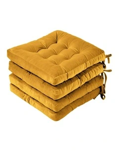 Vivienne Velvet Seat Cushion Pack of 4 in Marigold