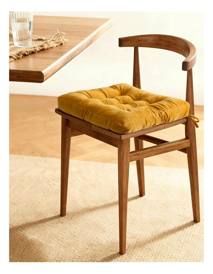 Vivienne Velvet Seat Cushion Pack of 4 in Marigold image 3