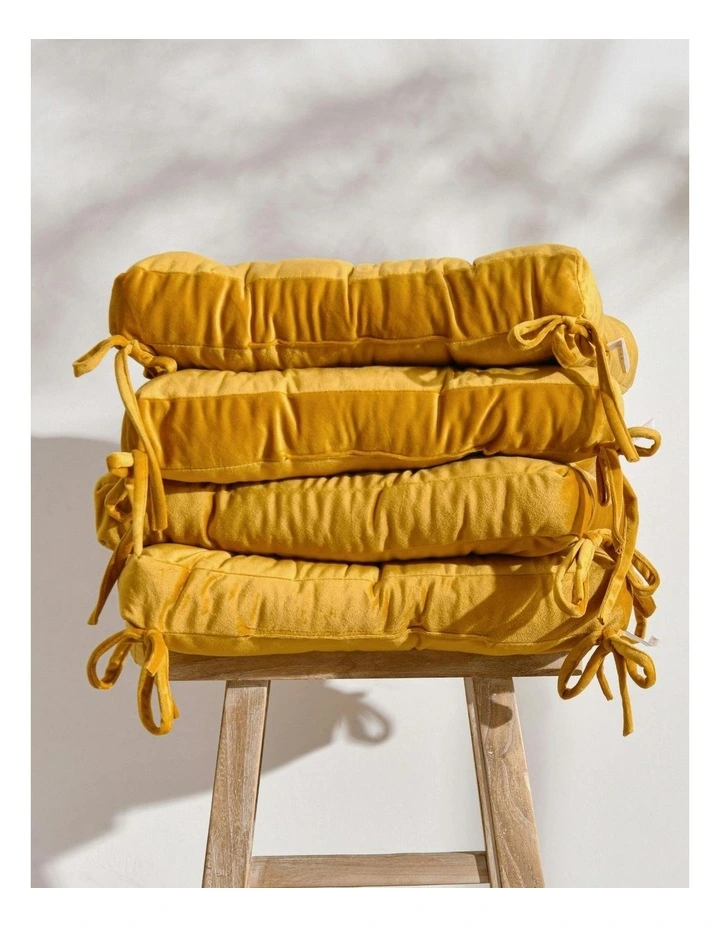 Vivienne Velvet Seat Cushion Pack of 4 in Marigold image 4