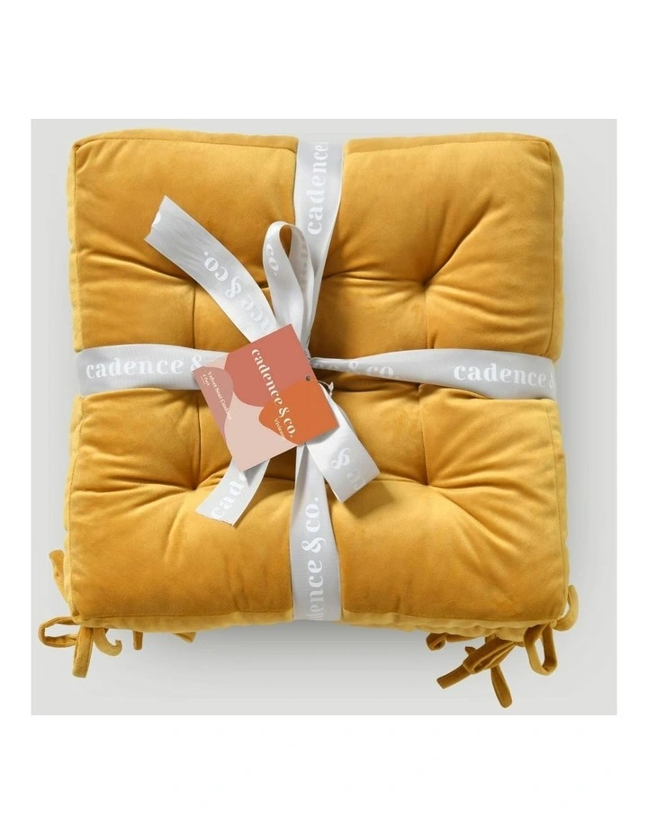 Vivienne Velvet Seat Cushion Pack of 4 in Marigold image 7