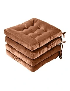 Vivienne Velvet Seat Cushion Pack of 4 in Cinnamon