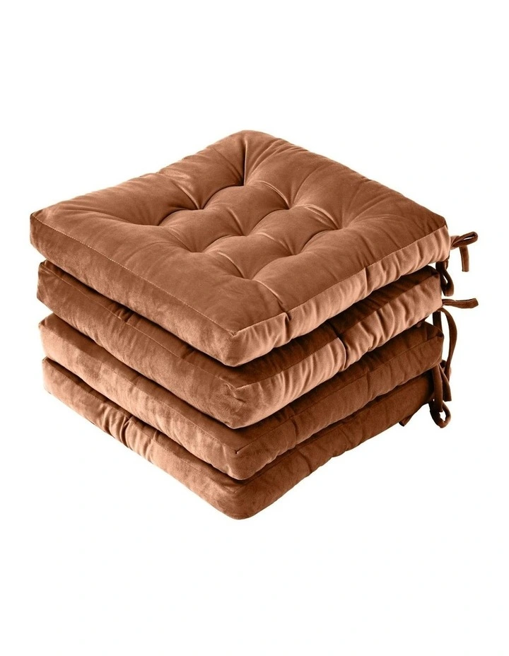 Vivienne Velvet Seat Cushion Pack of 4 in Cinnamon image 1
