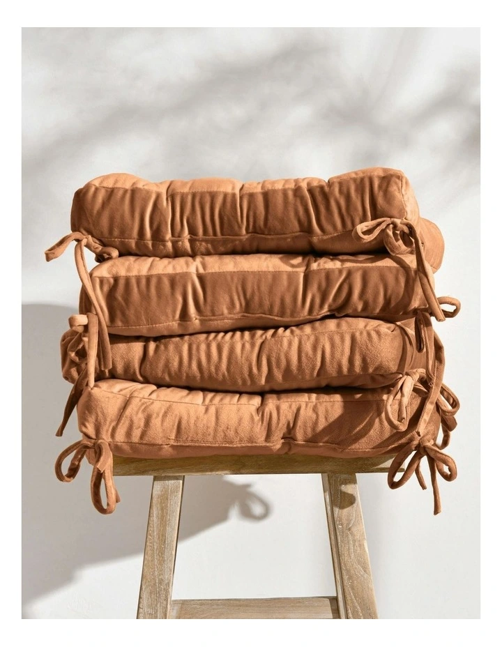 Vivienne Velvet Seat Cushion Pack of 4 in Cinnamon image 4
