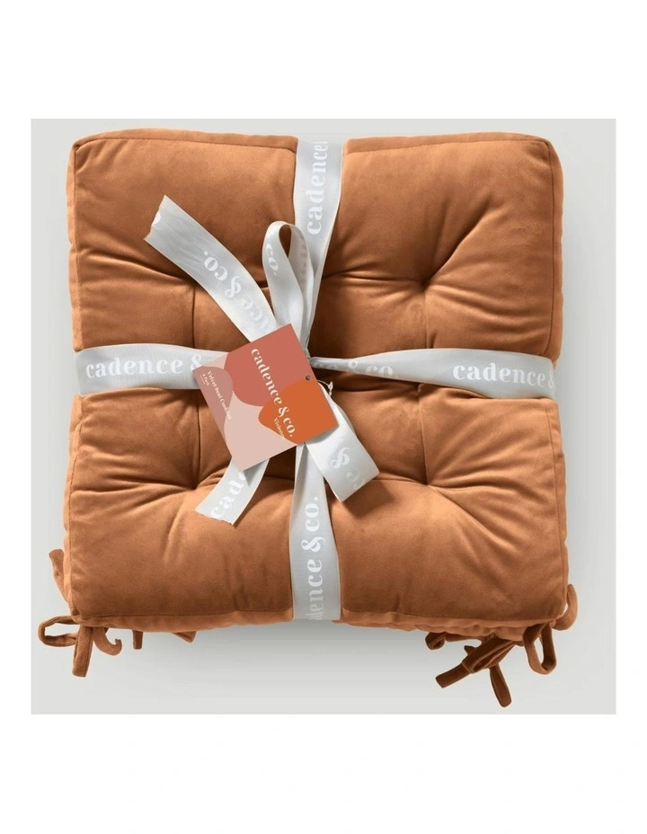 Vivienne Velvet Seat Cushion Pack of 4 in Cinnamon image 7