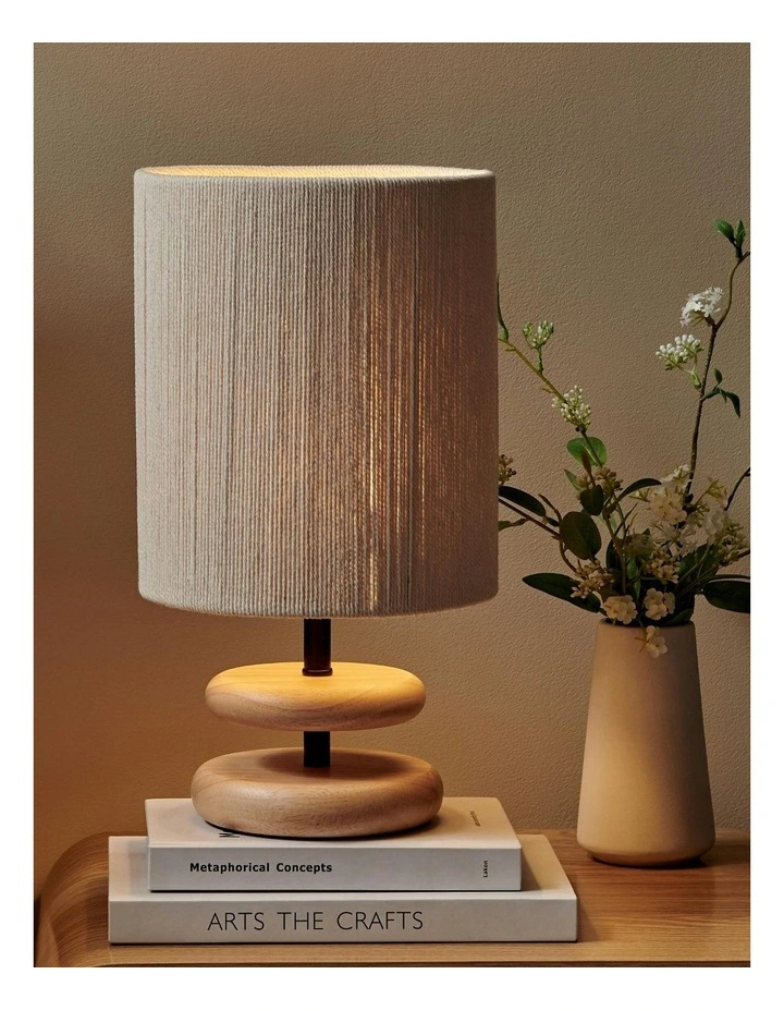 Isle Wood Table Lamp Set of 2 in Beige image 3