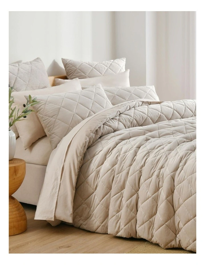 Haven Velvet Quilted Quilt Cover Set in Stone image 2