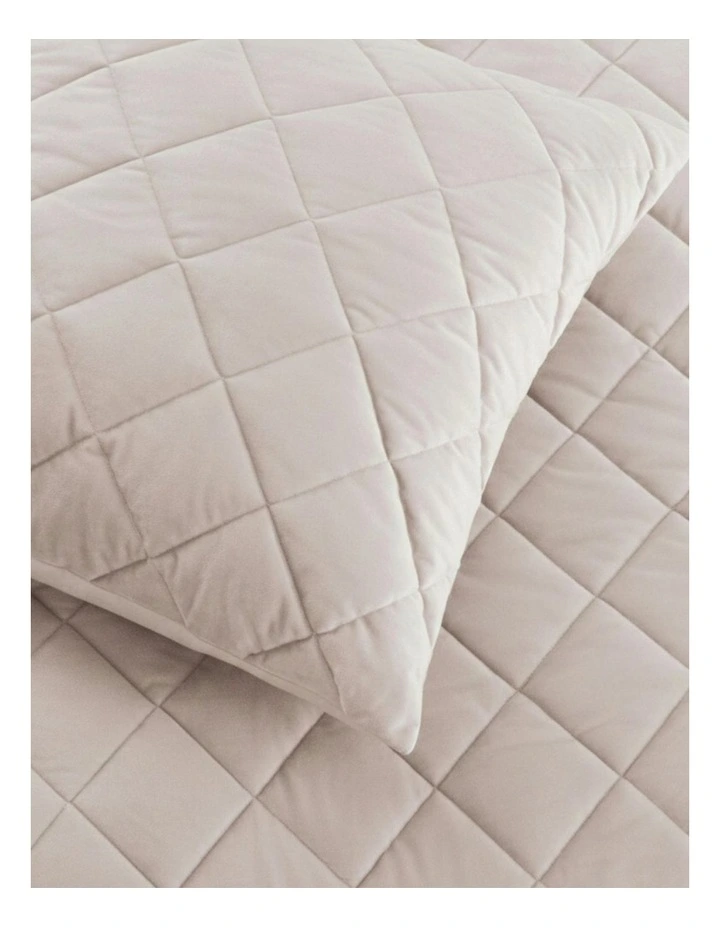 Haven Velvet Quilted Quilt Cover Set in Stone image 4