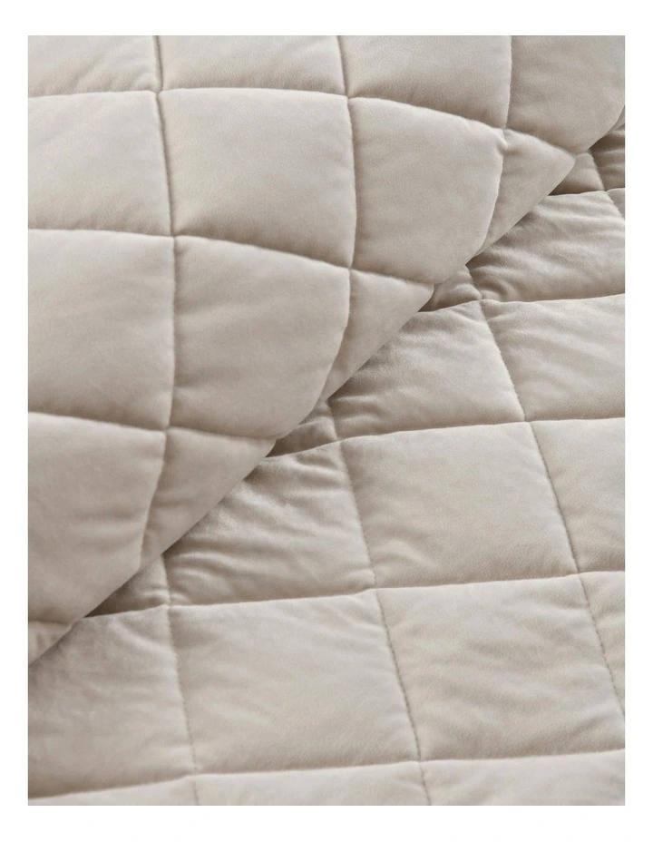 Haven Velvet Quilted Quilt Cover Set in Stone image 5