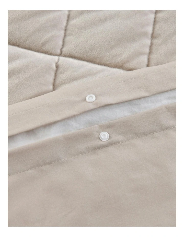 Haven Velvet Quilted Quilt Cover Set in Stone image 6