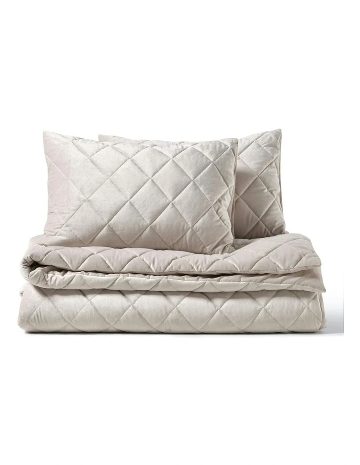 Haven Velvet Quilted Quilt Cover Set in Stone image 7